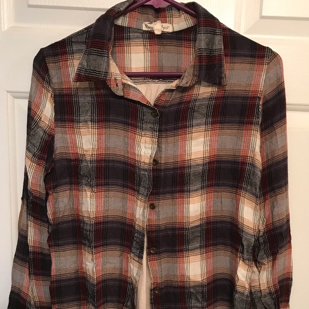 about a girl Plaid Button Down Shirt Sz S - Picture 3 of 9